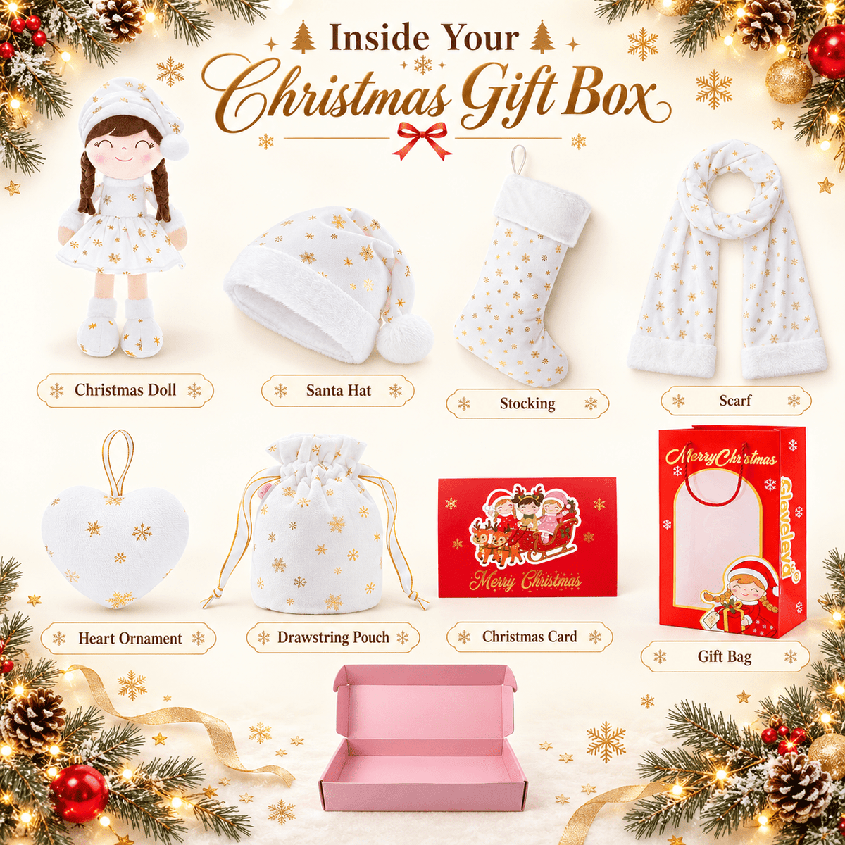 Gloveleya Christmas Doll Gift Box – 8-Piece 10th Anniversary Limited Edition – White & Gold - Gloveleya Official