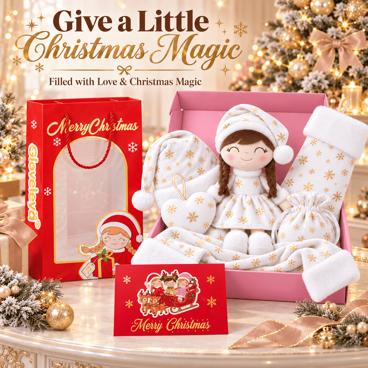 Gloveleya Christmas Doll Gift Box – 8-Piece 10th Anniversary Limited Edition – White & Gold - Gloveleya Official