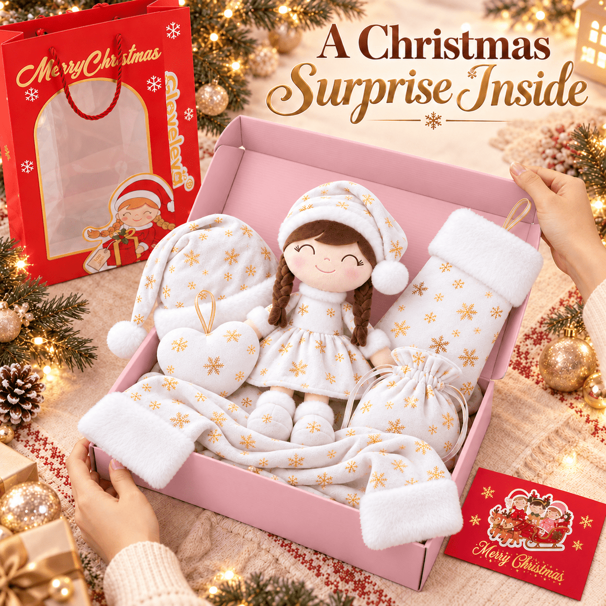 Gloveleya Christmas Doll Gift Box – 8-Piece 10th Anniversary Limited Edition – White & Gold - Gloveleya Official