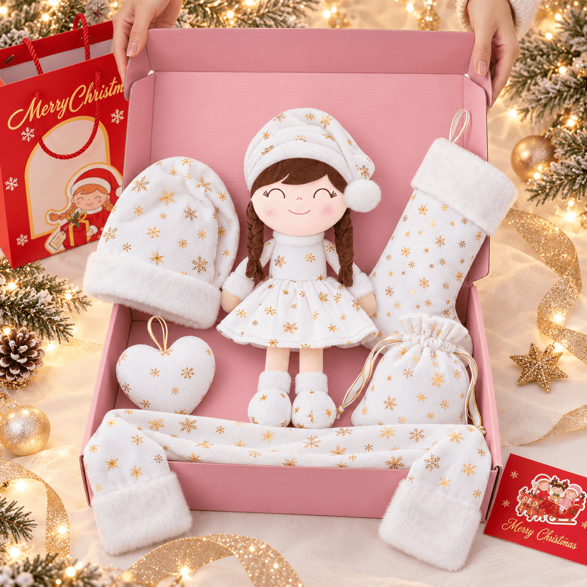 Gloveleya Christmas Doll Gift Box – 8-Piece 10th Anniversary Limited Edition – White & Gold - Gloveleya Official