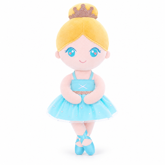 Gloveleya blue classic ballerina doll - white background view 2