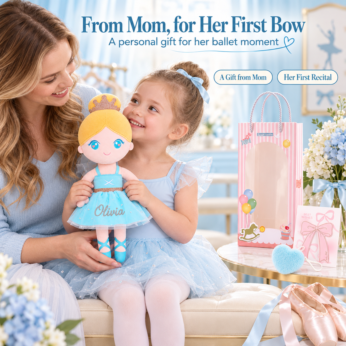 Gloveleya blue classic ballerina doll - personalized gift image 5