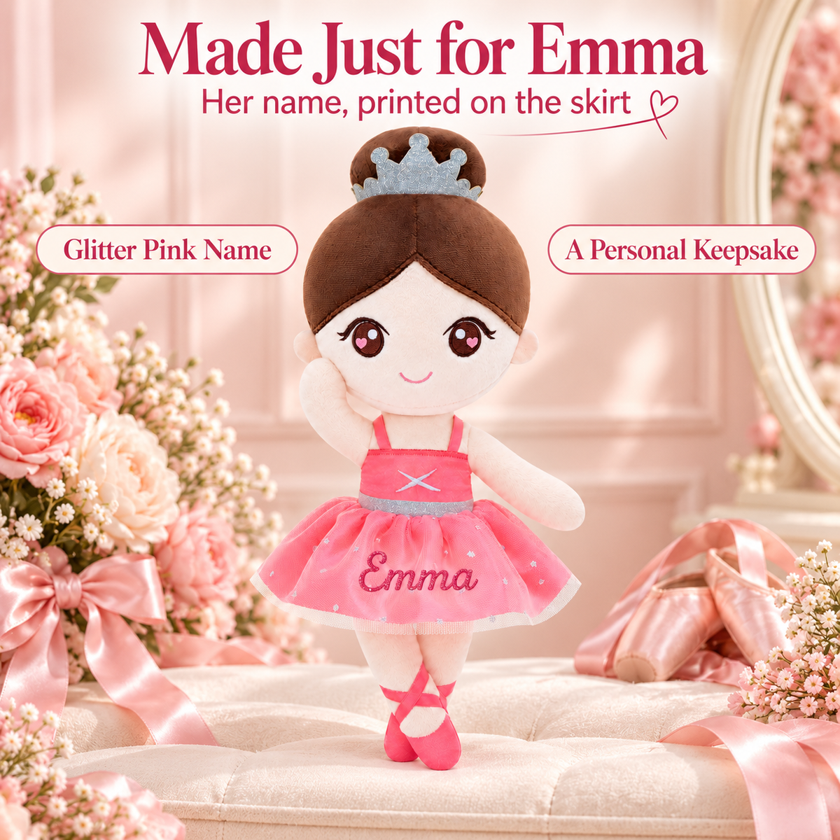 Gloveleya coral classic ballerina doll - personalized gift image 3