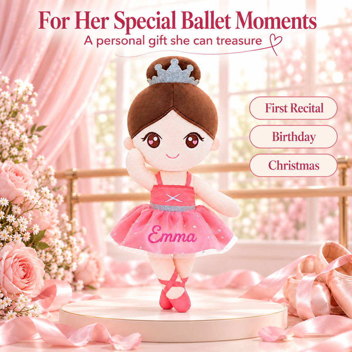 Gloveleya coral classic ballerina doll - personalized gift image 12