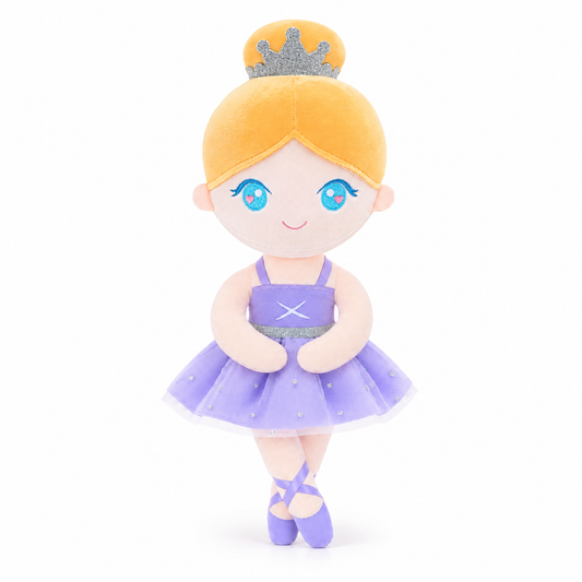 Gloveleya purple classic ballerina doll - white background view 2