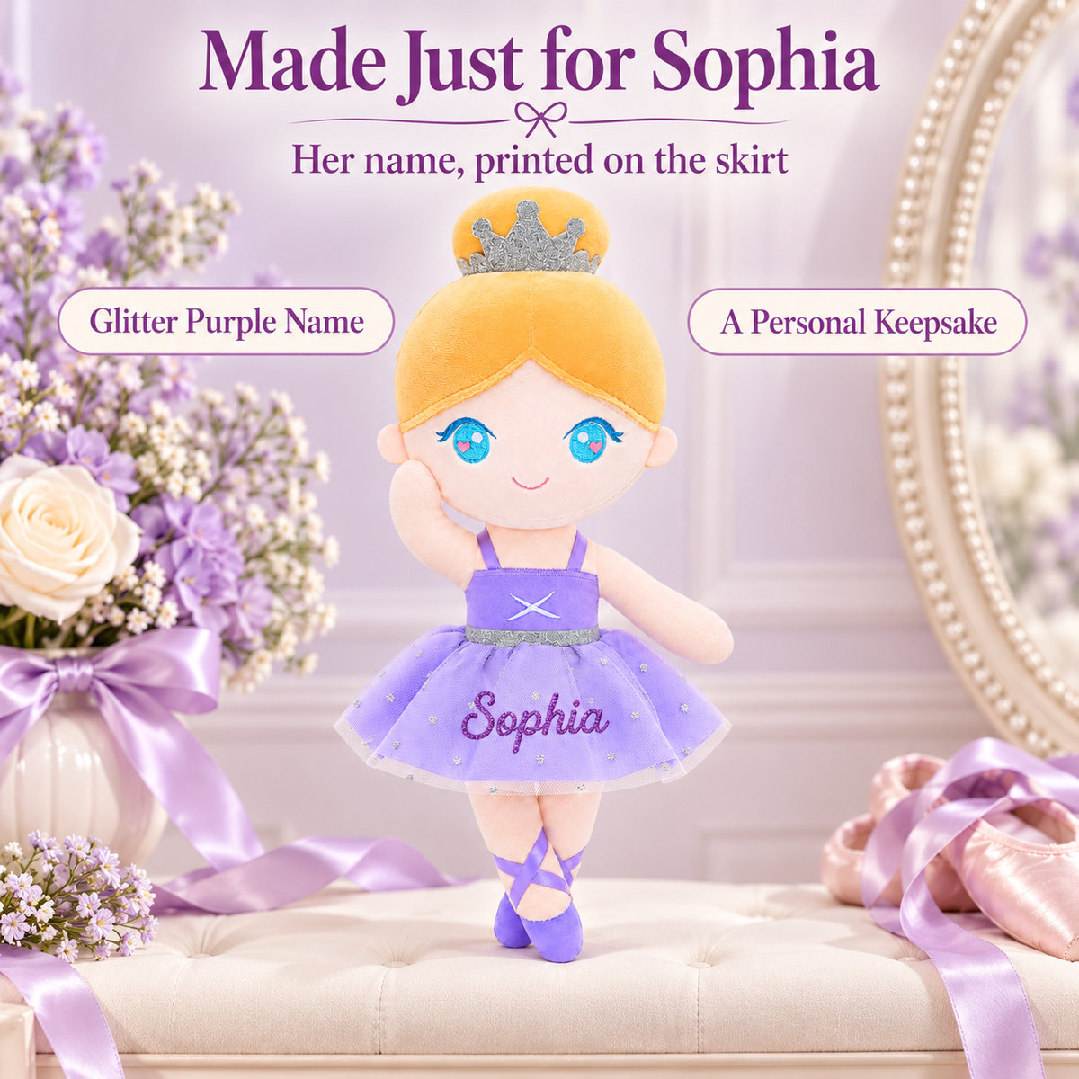 Gloveleya purple classic ballerina doll - personalized gift image 3
