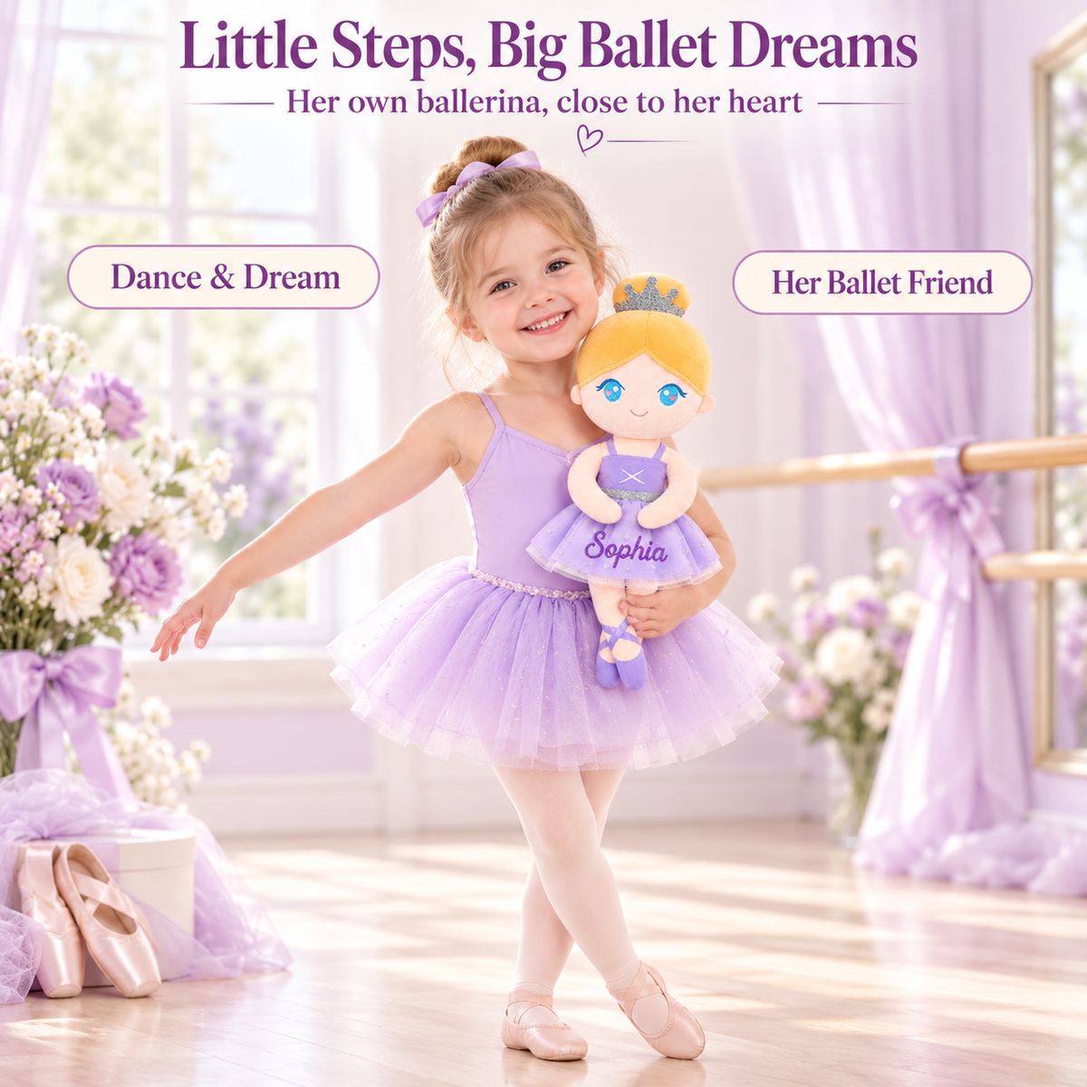 Gloveleya purple classic ballerina doll - personalized gift image 7