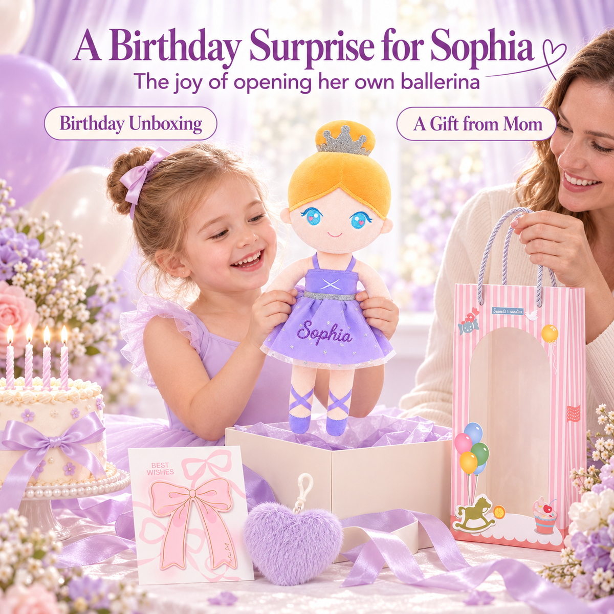 Gloveleya purple classic ballerina doll - personalized gift image 8