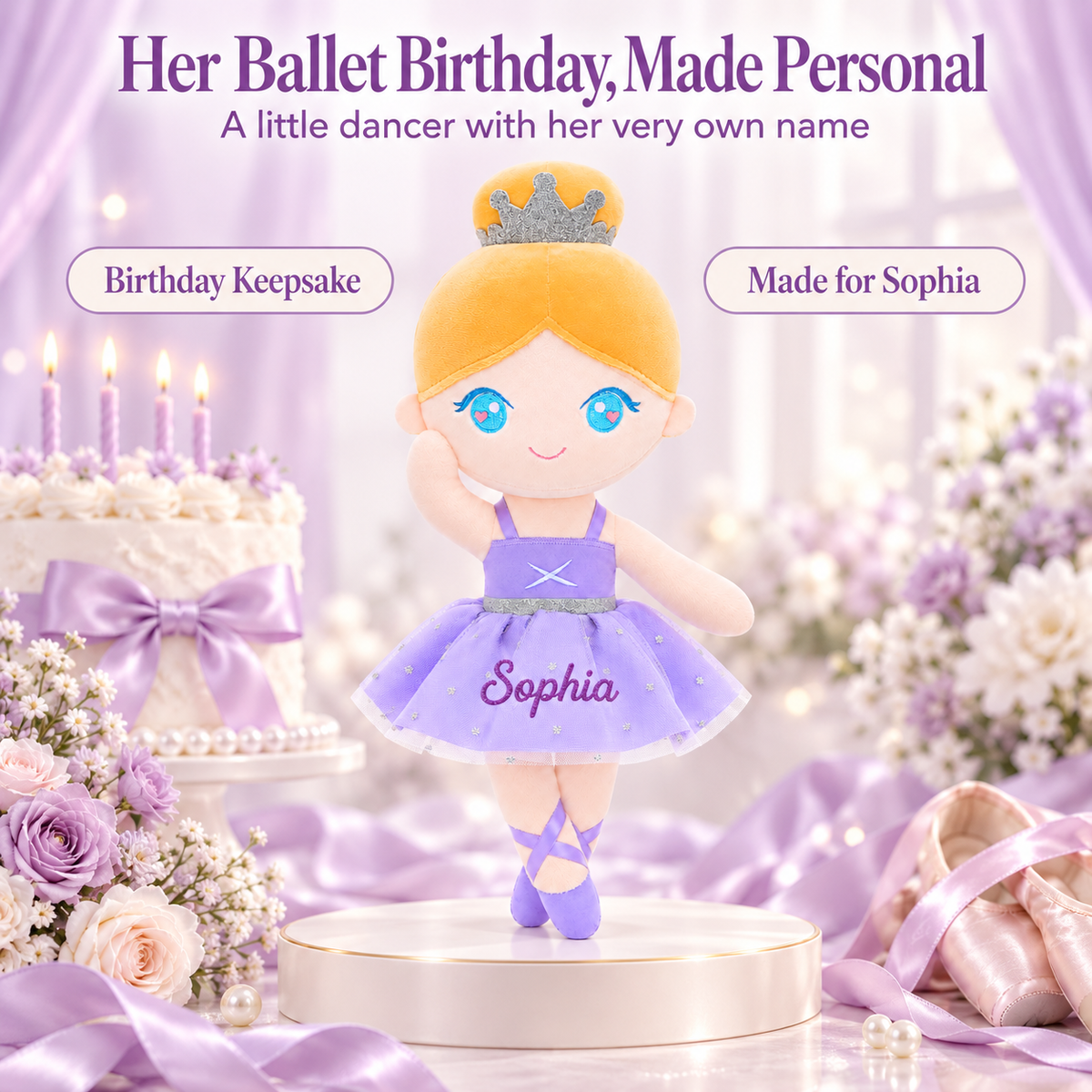 Gloveleya purple classic ballerina doll - personalized gift image 9