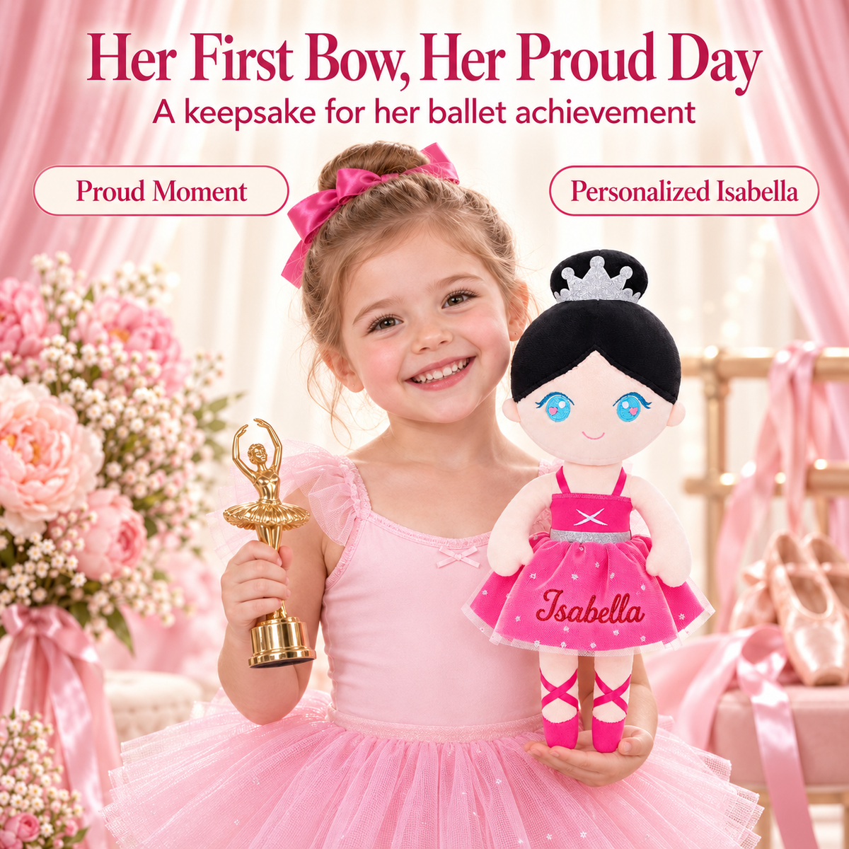 Gloveleya rose classic ballerina doll - personalized gift image 6