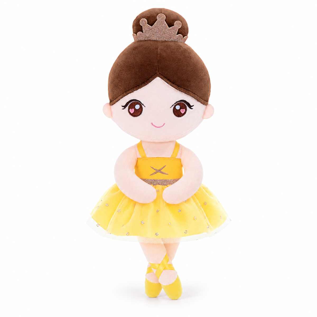 Gloveleya yellow classic ballerina doll - white background view 2