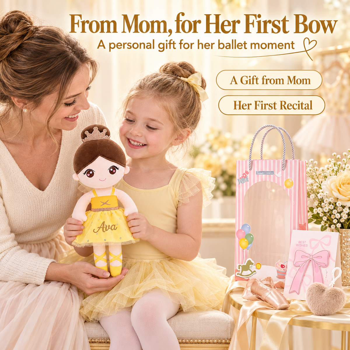 Gloveleya yellow classic ballerina doll - personalized gift image 5