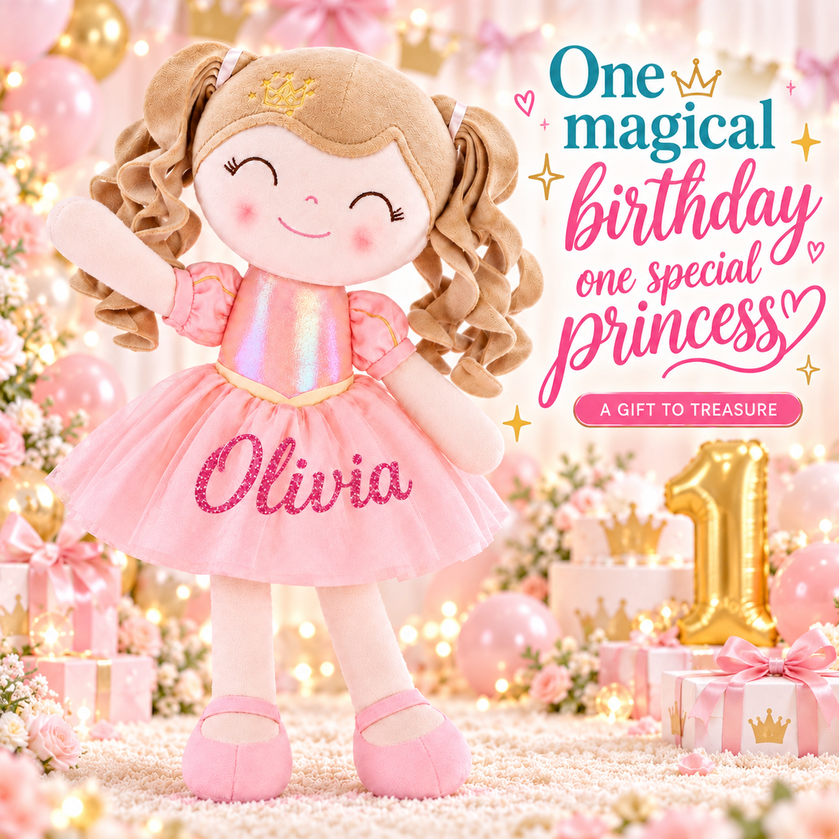 Gloveleya personalized crown princess doll - birthday gift gallery 9