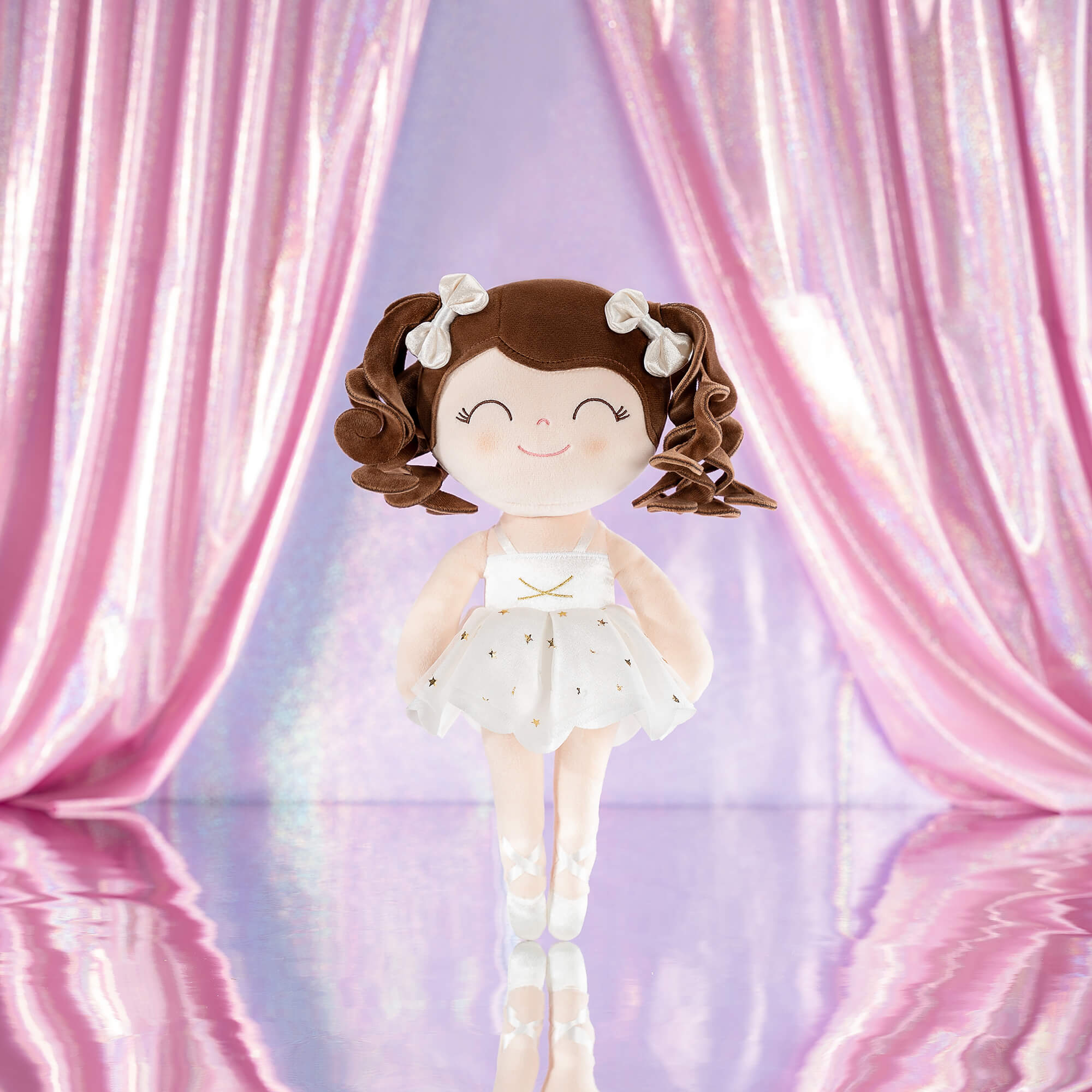 Gloveleya 14-inch Personalized Plush Dolls Curly Ballerina Series White Ballet Dream