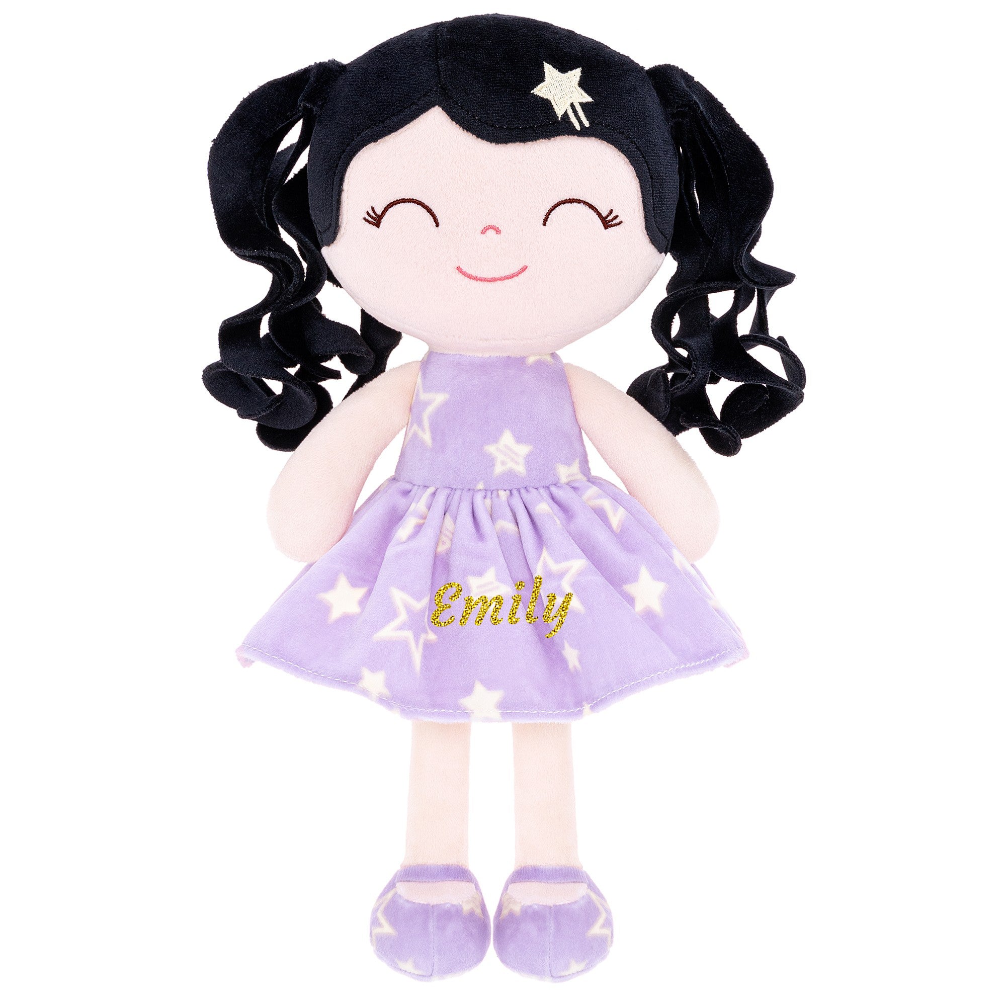 Gloveleya 12-inch Curly Hair Baby Star Dress Doll Black Purple