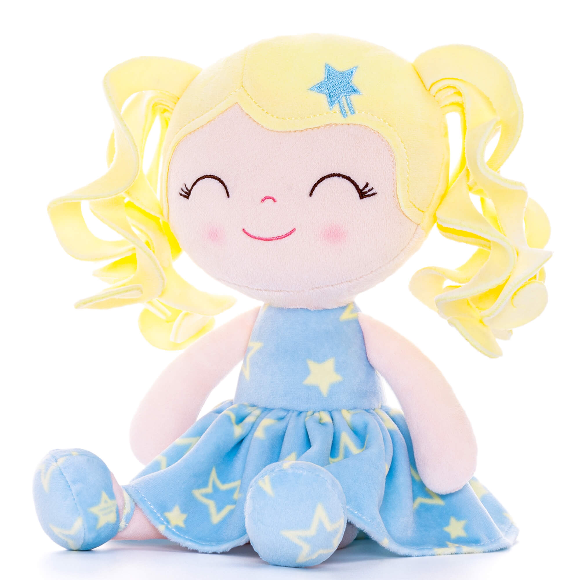 Gloveleya 12-inch Curly Hair Baby Star Dress Doll Bule