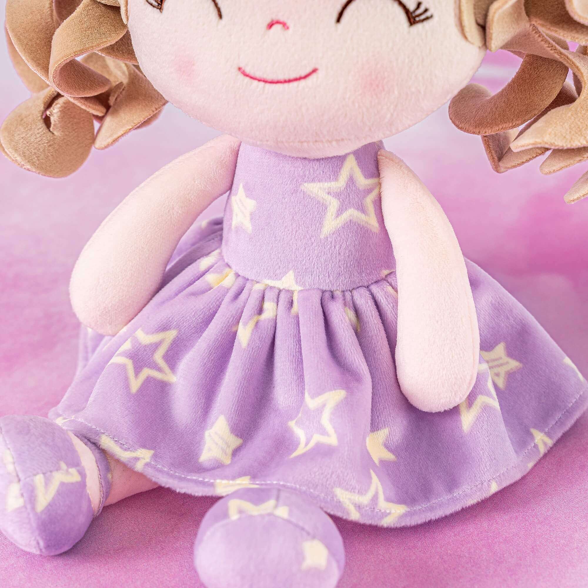 Gloveleya 12-inch Curly Hair Baby Star Dress Doll Purple