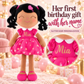 Load image into Gallery viewer, Gloveleya personalized curly hair princess doll, brown skin rose, gift gallery 2
