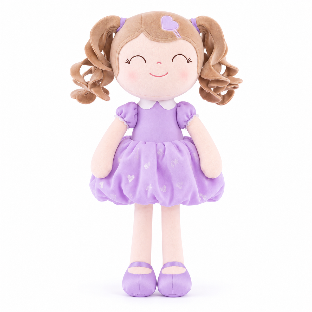 Gloveleya curly hair princess doll, purple, white background