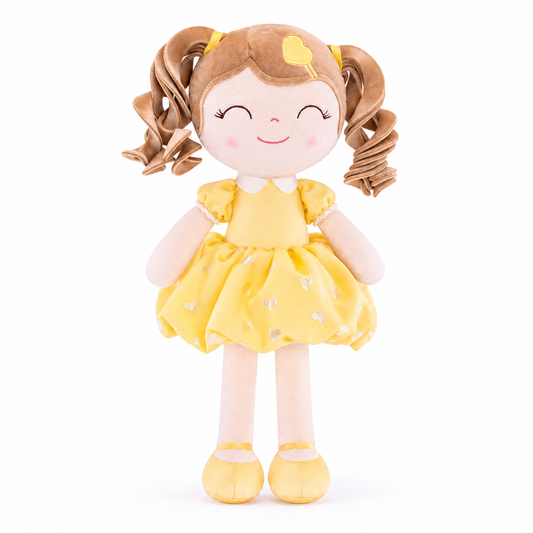 Gloveleya curly hair princess doll, yellow, white background