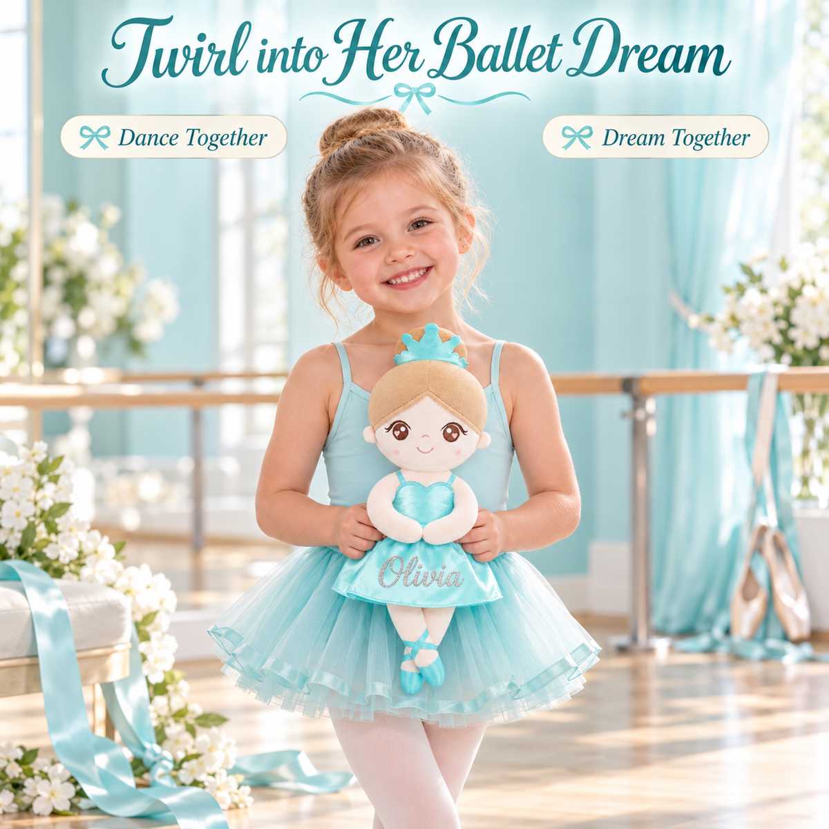 Gloveleya aqua glass ballet doll - 女孩抱娃娃跳舞