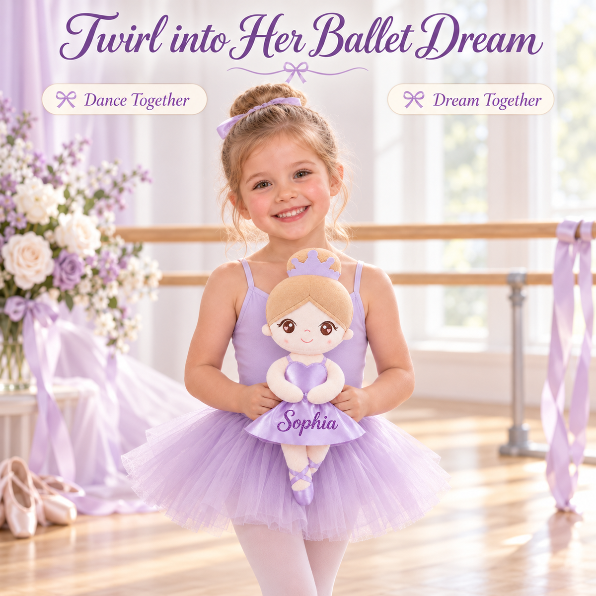 Gloveleya purple glass ballet doll - 女孩抱娃娃跳舞