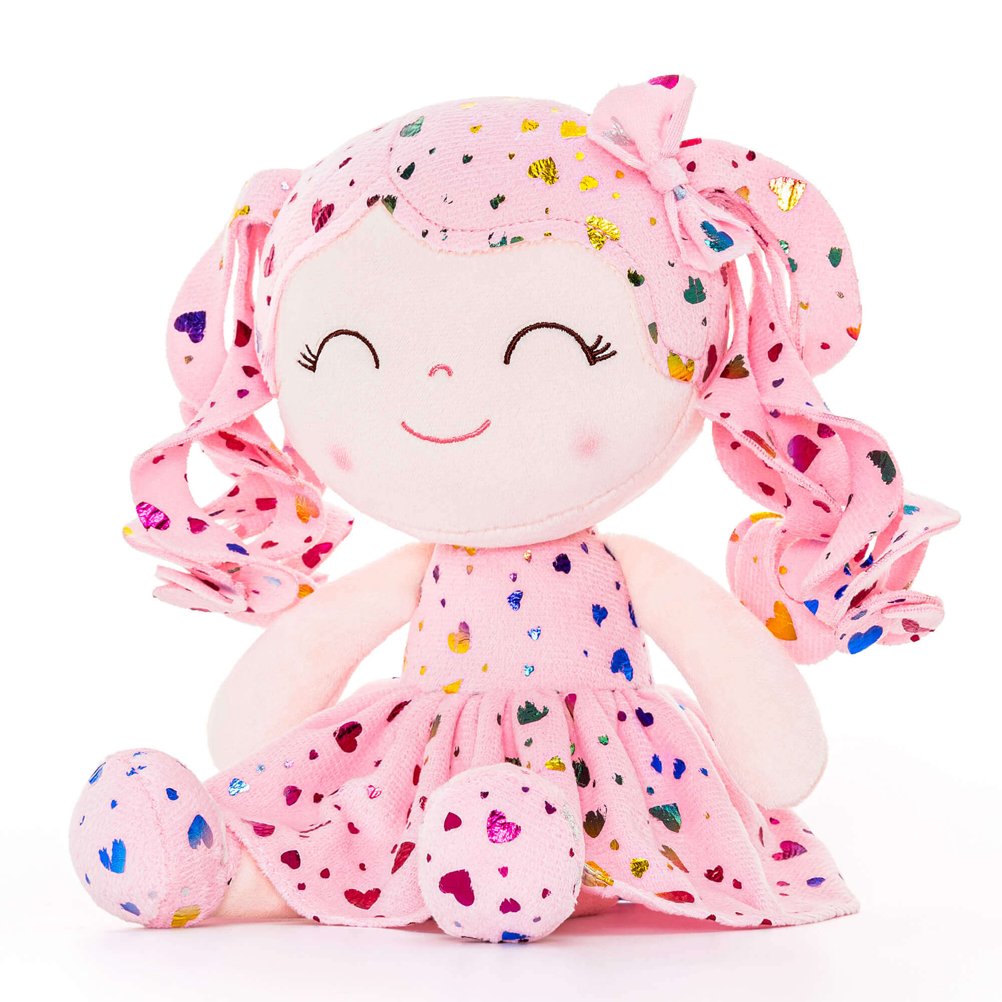 Gloveleya 12-inch Personalized Glitters Love Heart Girl Doll Coral Coral Pink - Gloveleya Offical