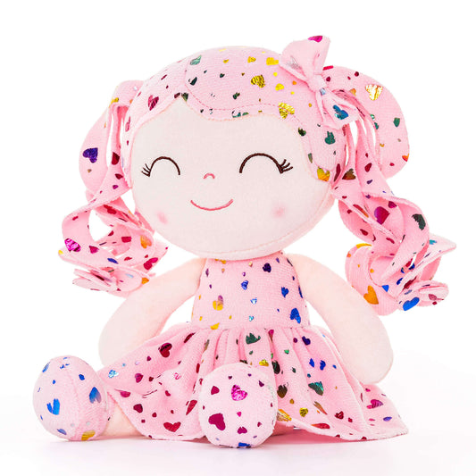 Gloveleya 12-inch Personalized Glitters Love Heart Girl Doll Coral Coral Pink