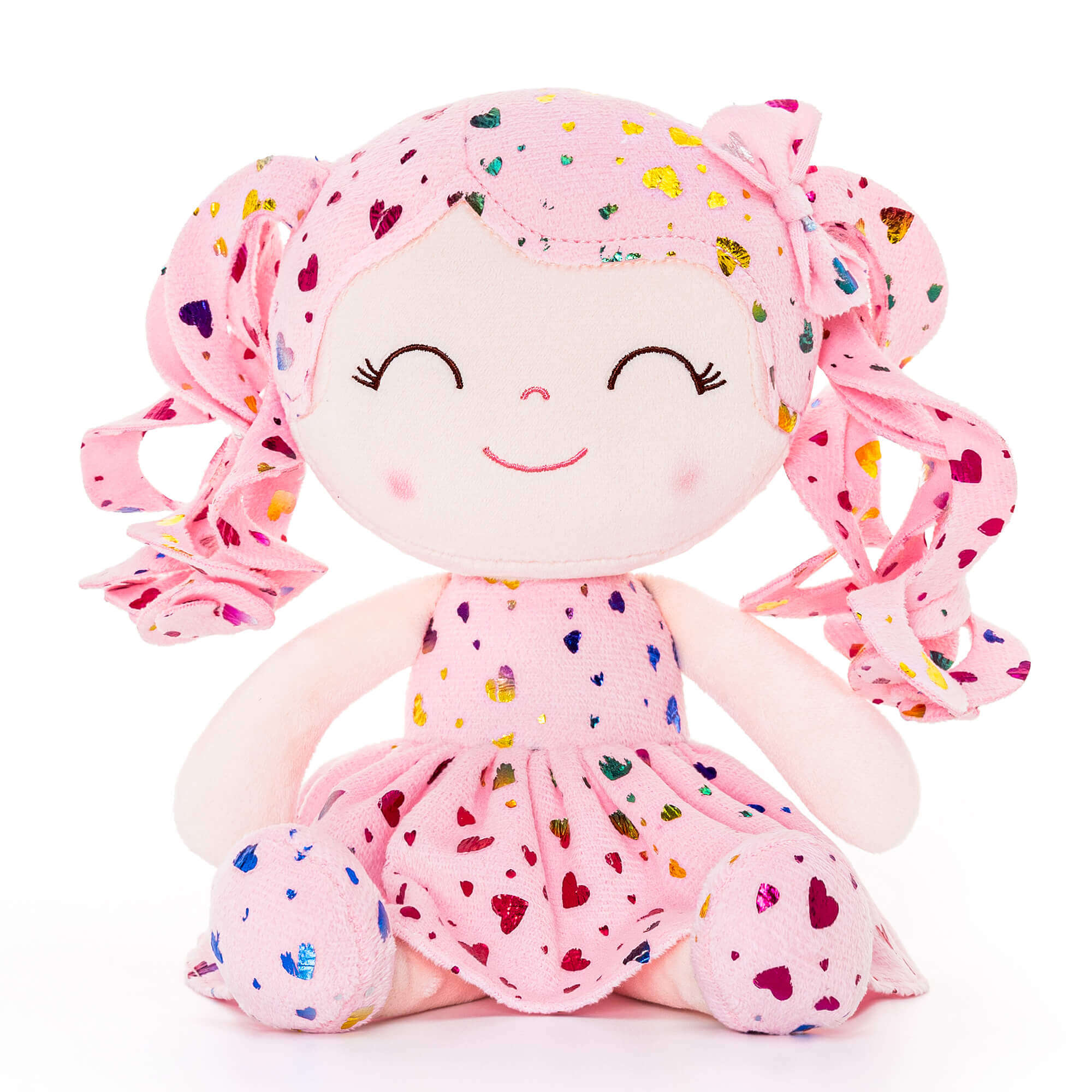 Gloveleya 12-inch Personalized Glitters Love Heart Girl Doll Coral Coral Pink - Gloveleya Offical