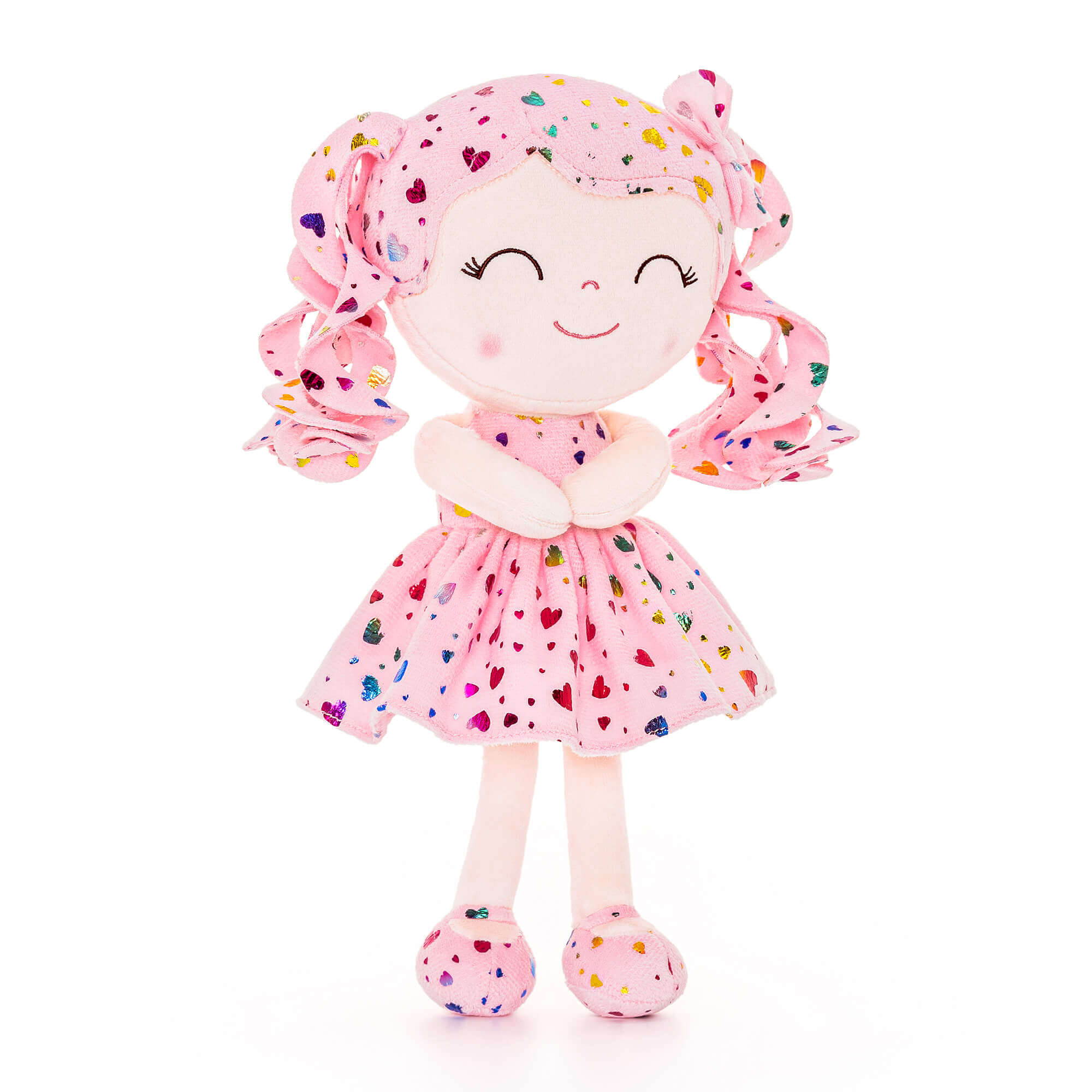 Gloveleya 12-inch Personalized Glitters Love Heart Girl Doll Coral Coral Pink - Gloveleya Offical