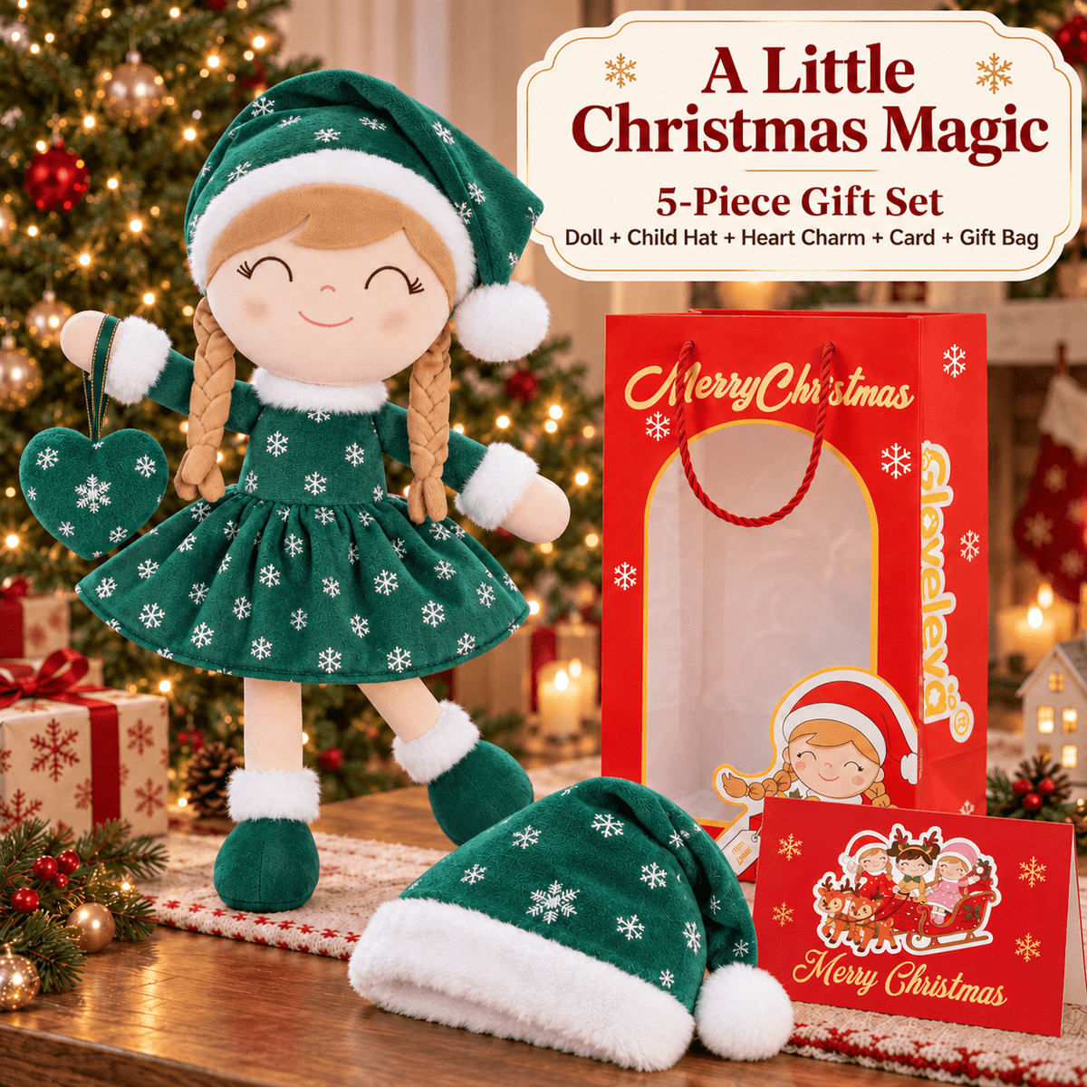Gloveleya Green Christmas Doll Gift Set – 5 Pieces - Gloveleya Official