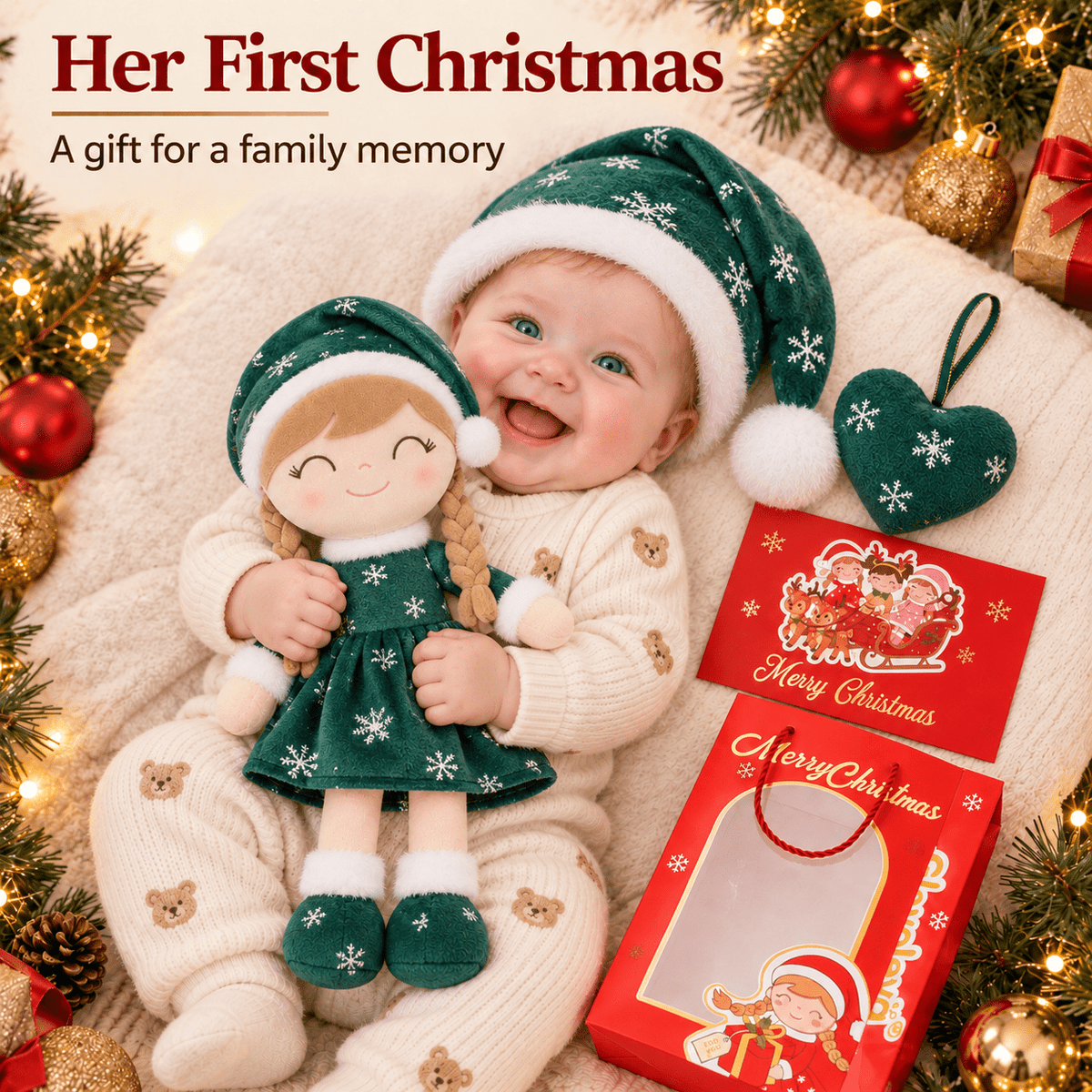 Gloveleya Green Christmas Doll Gift Set – 5 Pieces - Gloveleya Official