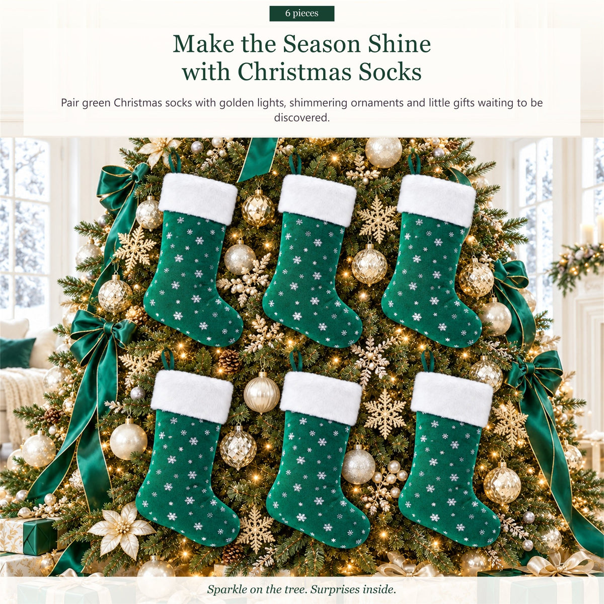 Gloveleya Green Christmas Stockings – Set of 6 - Gloveleya Official