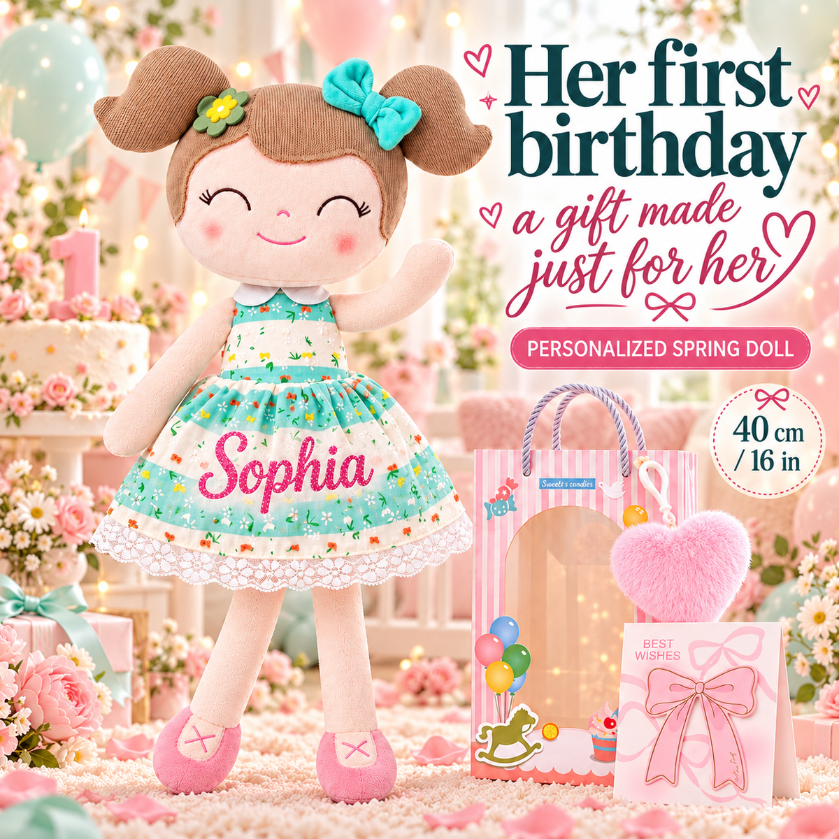 Gloveleya 16-inch green Spring Girl doll - personalized gift gallery 1