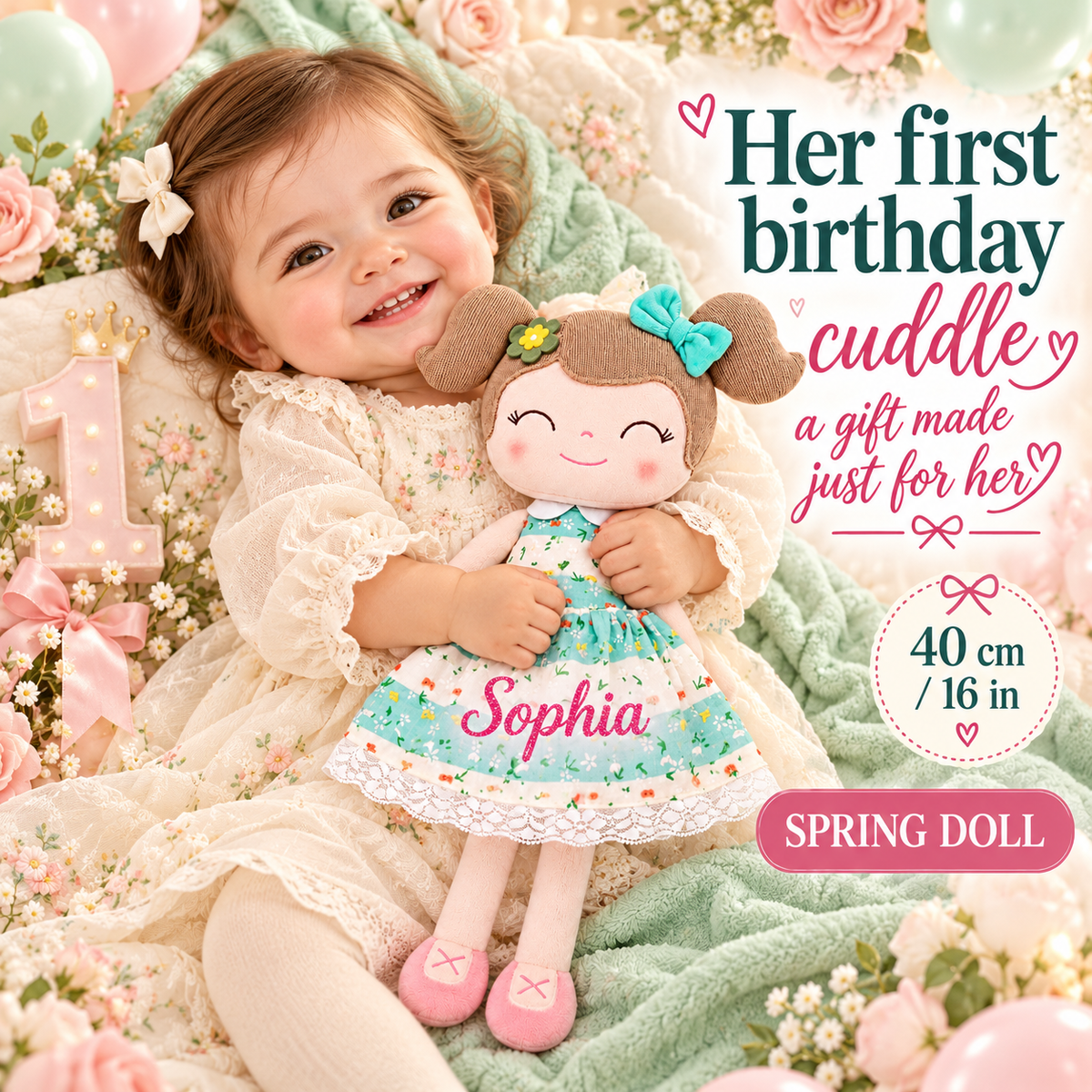 Gloveleya 16-inch green Spring Girl doll - personalized gift gallery 5