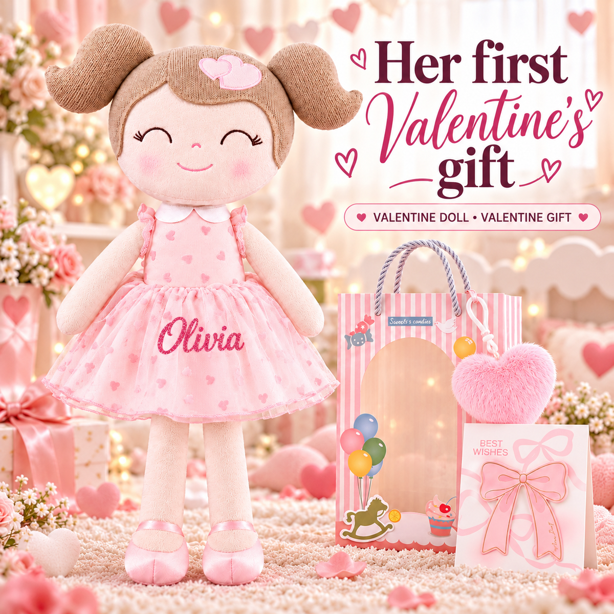 Gloveleya 16-inch pink Heart Princess doll - personalized gift gallery 1