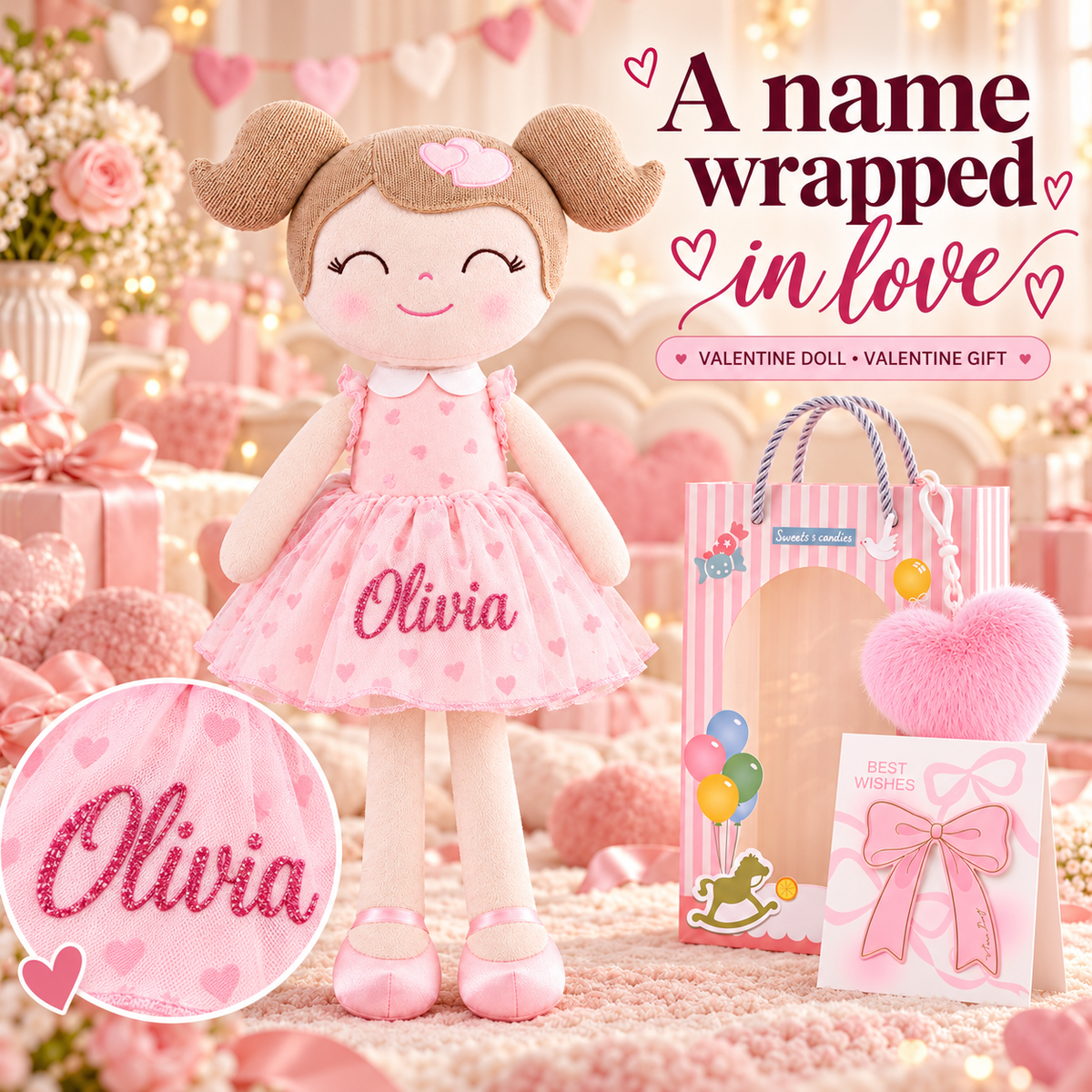 Gloveleya 16-inch pink Heart Princess doll - personalized gift gallery 2