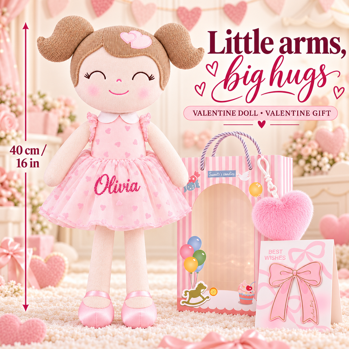 Gloveleya 16-inch pink Heart Princess doll - personalized gift gallery 3