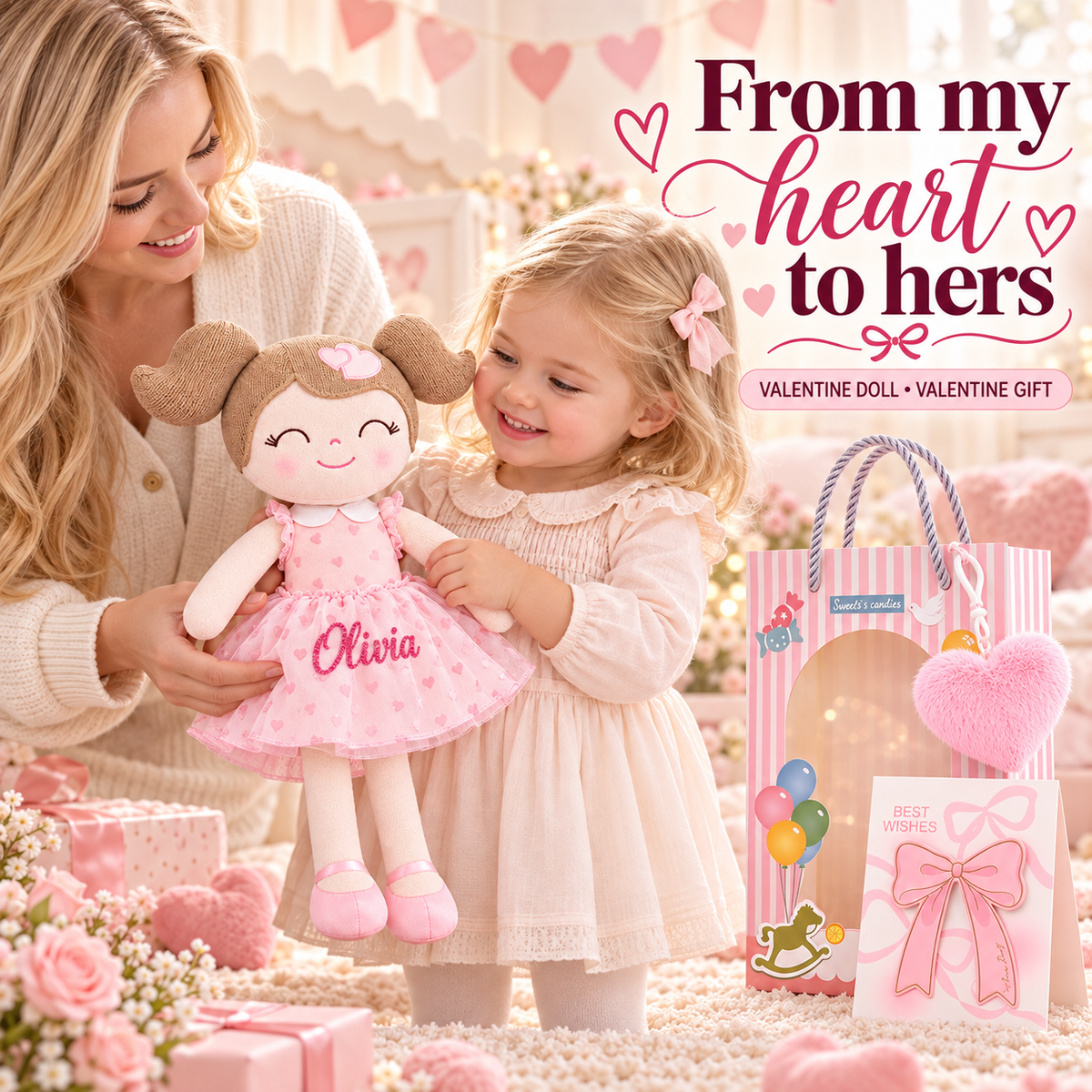 Gloveleya 16-inch pink Heart Princess doll - personalized gift gallery 4