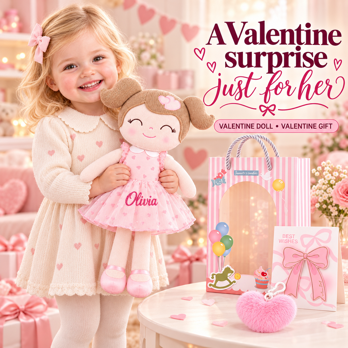 Gloveleya 16-inch pink Heart Princess doll - personalized gift gallery 7