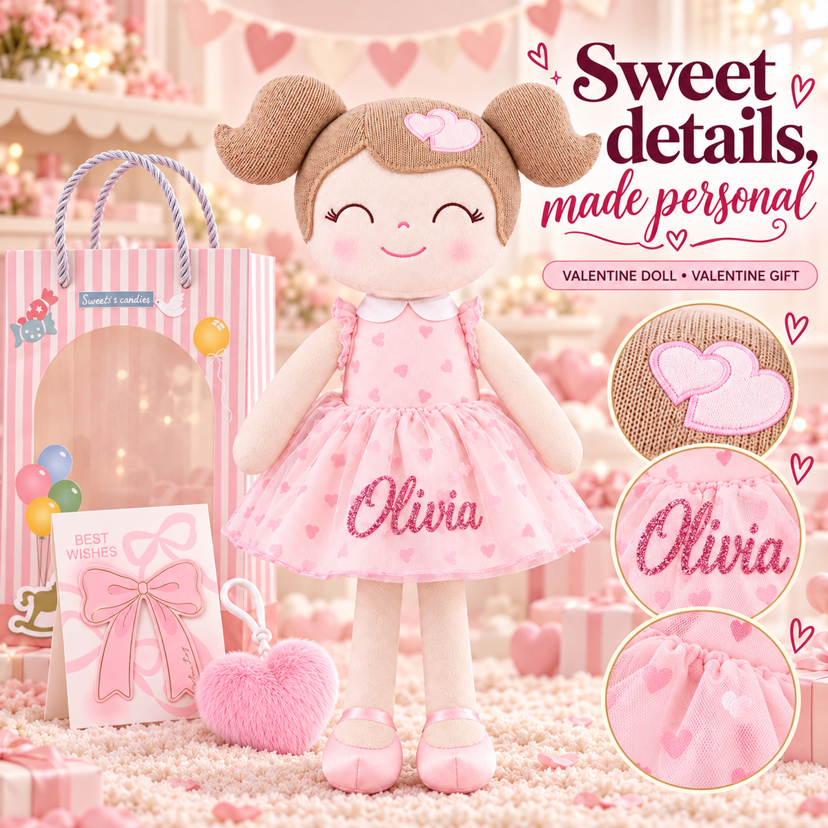 Gloveleya 16-inch pink Heart Princess doll - personalized gift gallery 8