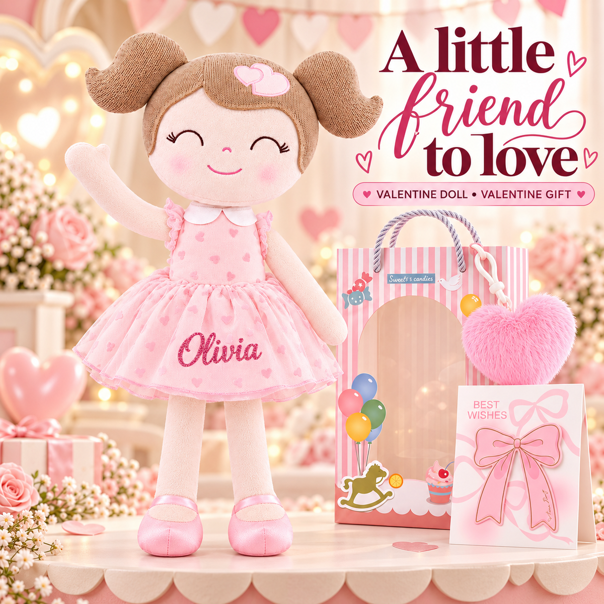 Gloveleya 16-inch pink Heart Princess doll - personalized gift gallery 9