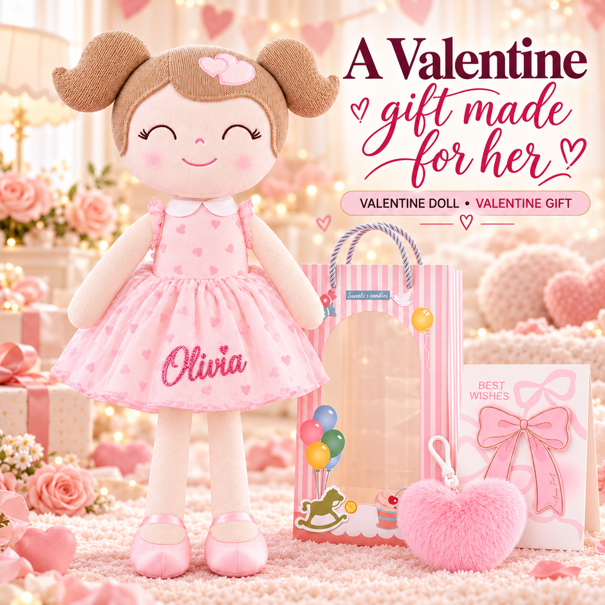 Gloveleya 16-inch pink Heart Princess doll - personalized gift gallery 10