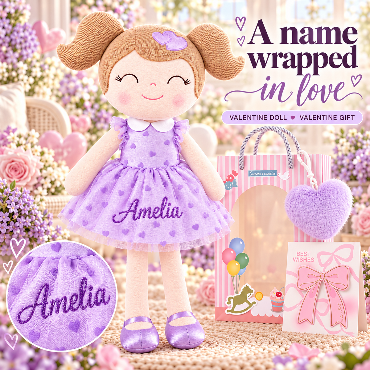 Gloveleya 16-inch purple Heart Princess doll - personalized gift gallery 2