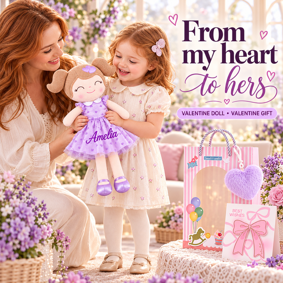 Gloveleya 16-inch purple Heart Princess doll - personalized gift gallery 4