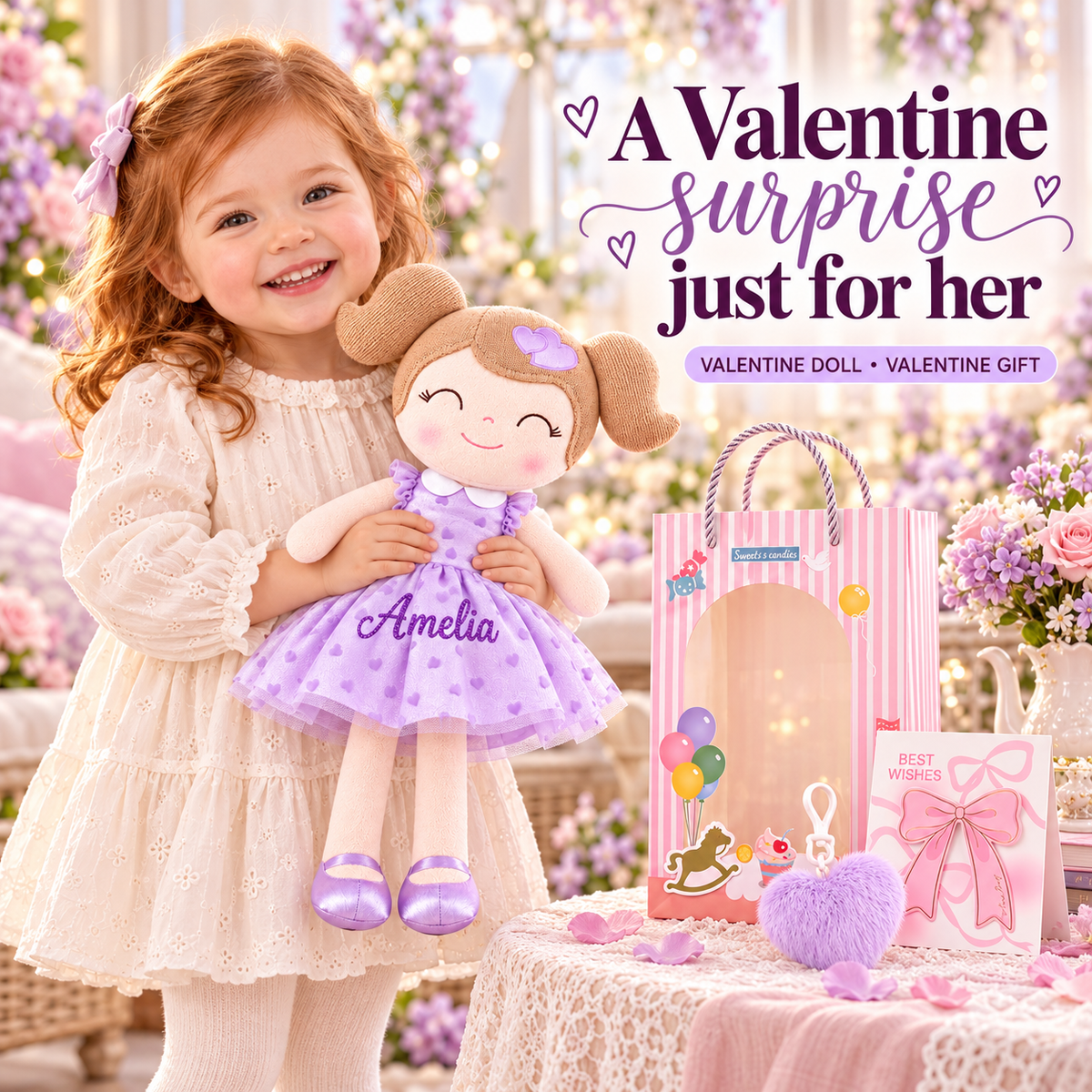 Gloveleya 16-inch purple Heart Princess doll - personalized gift gallery 7