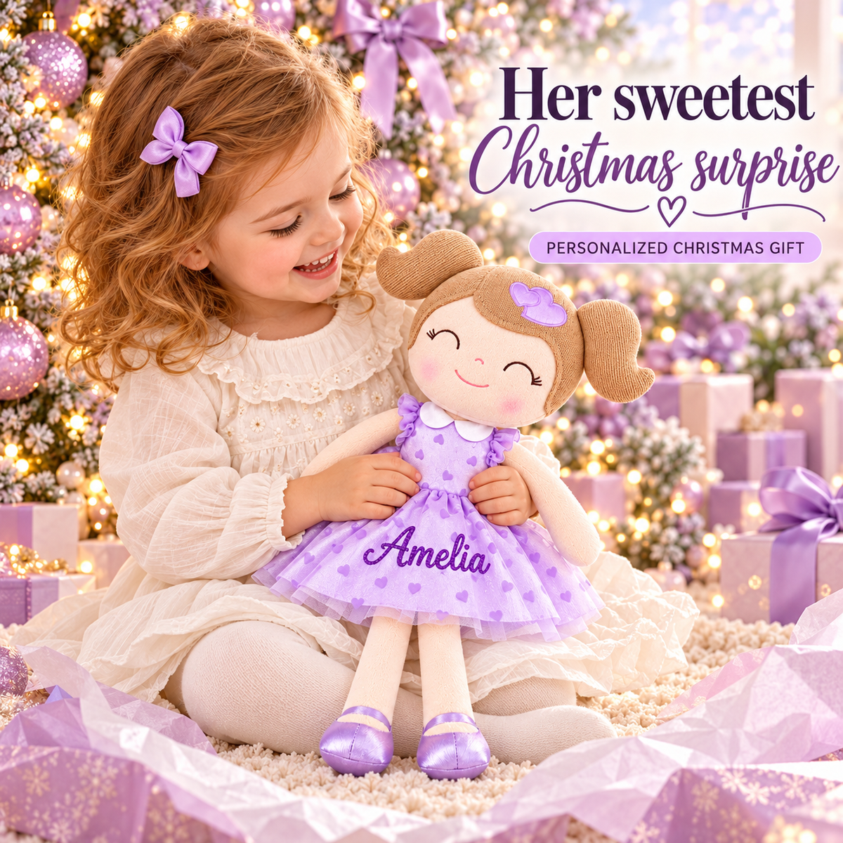Gloveleya 16-inch purple Heart Princess doll - personalized gift gallery 12