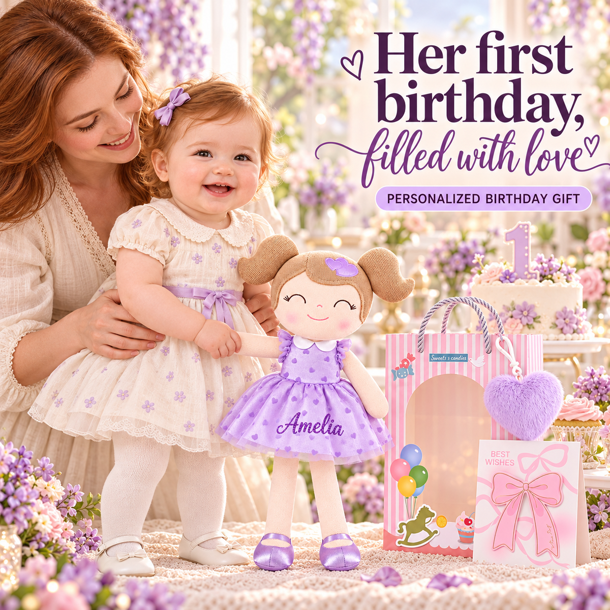 Gloveleya 16-inch purple Heart Princess doll - personalized gift gallery 13