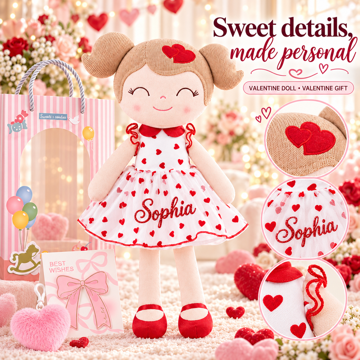 Gloveleya 16-inch red Heart Princess doll - personalized gift gallery 8