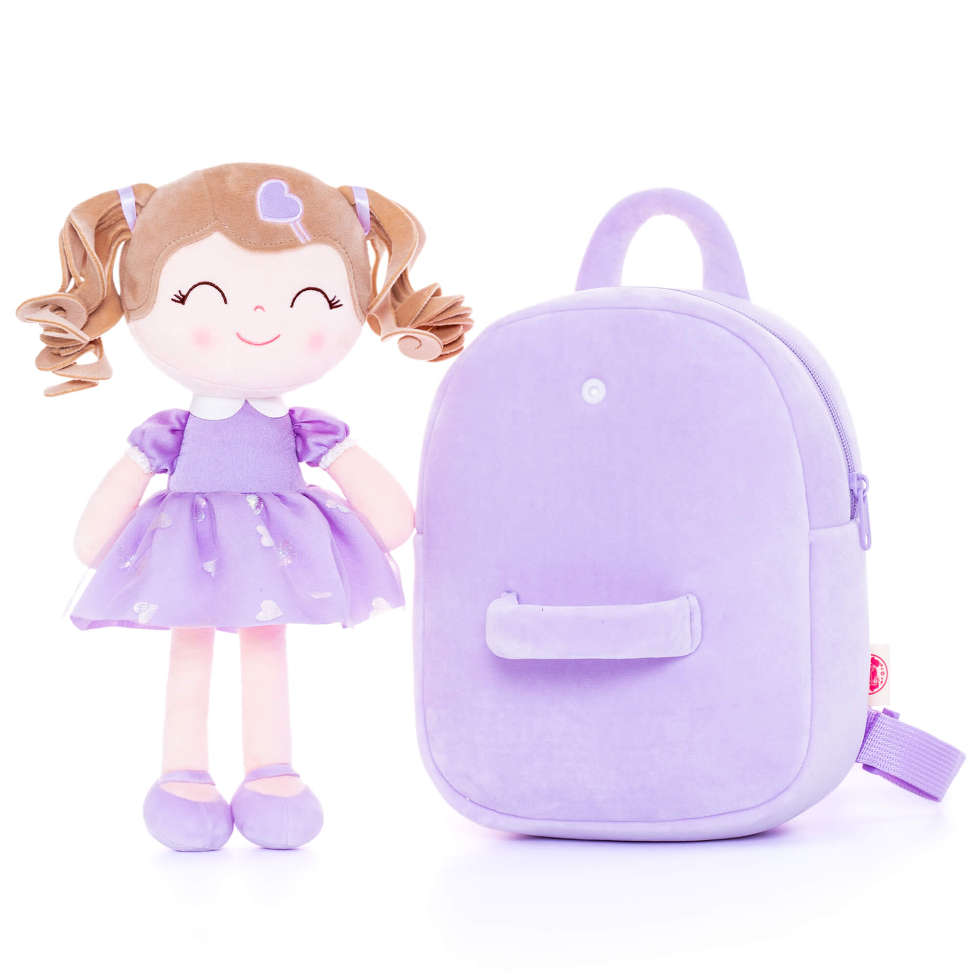 Gloveleya 9-inch Personalized Love Heart Girls Dolls Backpacks Purple - Gloveleya Offical